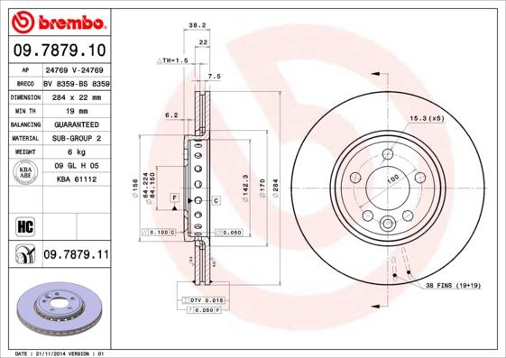 Brembo 09.7879.11 - Bremžu diski ps1.lv