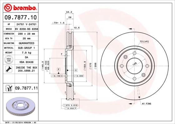 Brembo 09.7877.10 - Bremžu diski ps1.lv