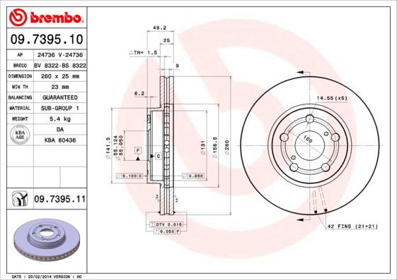 Brembo 09.7395.11 - Bremžu diski ps1.lv