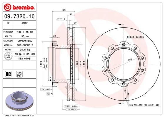 Brembo 09.7320.10 - Bremžu diski ps1.lv