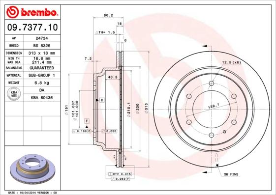 Brembo 09.7377.10 - Bremžu diski ps1.lv