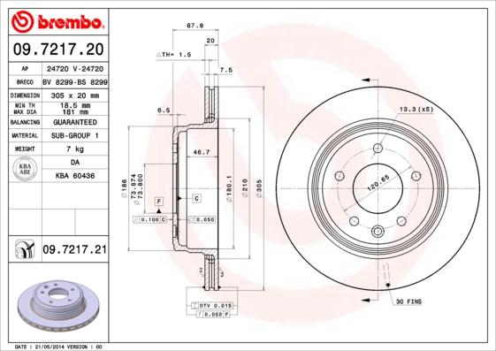 Brembo 09.7217.21 - Bremžu diski ps1.lv