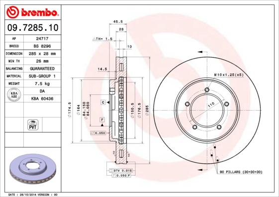 Brembo 09.7285.10 - Bremžu diski ps1.lv