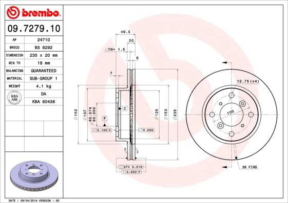 Brembo 09.7279.10 - Bremžu diski ps1.lv