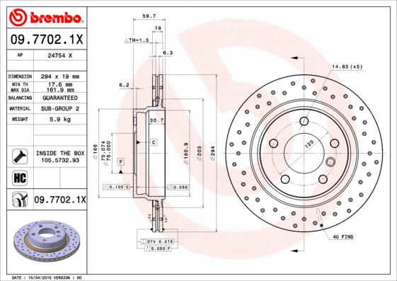 Brembo 09.7702.1X - Bremžu diski ps1.lv