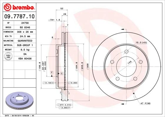 Brembo 09.7787.10 - Bremžu diski ps1.lv