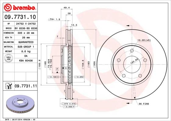 Brembo 09.7731.11 - Bremžu diski ps1.lv