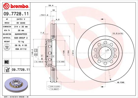 Brembo 09.7728.11 - Bremžu diski ps1.lv