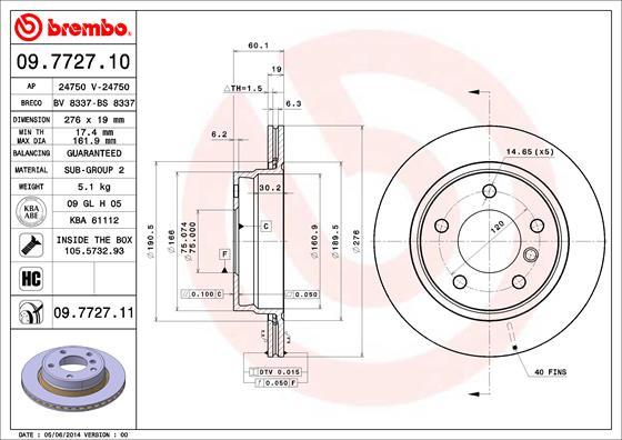 Brembo 09.7727.11 - Bremžu diski ps1.lv