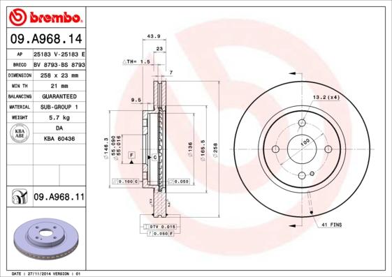 Brembo 09.A968.11 - Bremžu diski ps1.lv