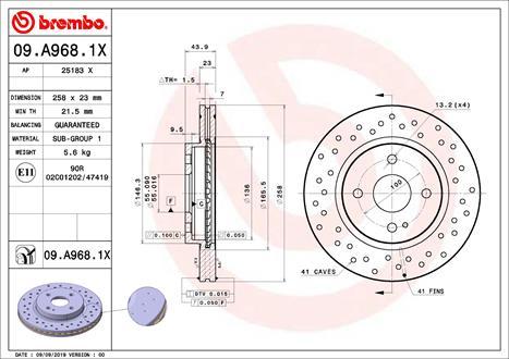 Brembo 09.A968.1X - Bremžu diski ps1.lv