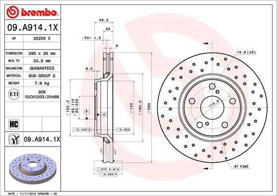 Brembo 09.A914.1X - Bremžu diski ps1.lv