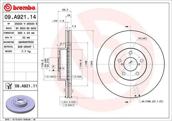 Brembo 09.A921.11 - Bremžu diski ps1.lv