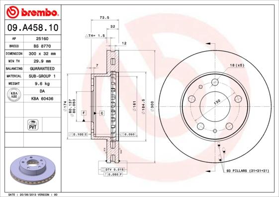 Brembo 09.A458.10 - Bremžu diski ps1.lv