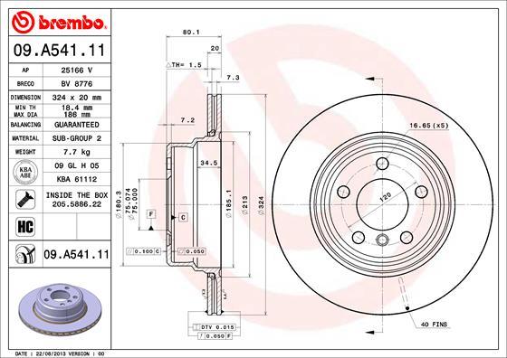 Brembo 09.A541.11 - Bremžu diski ps1.lv