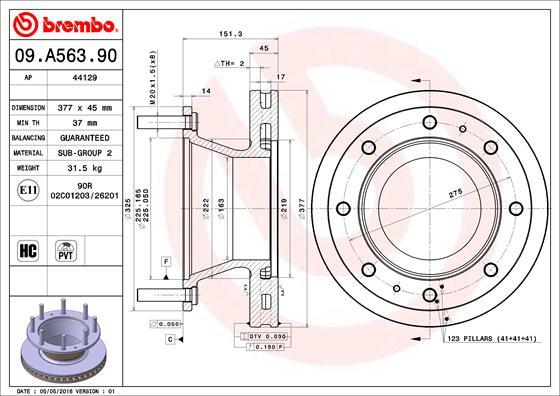 Brembo 09.A563.90 - Bremžu diski ps1.lv