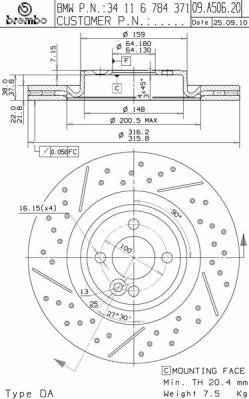 Brembo 09.A506.20 - Bremžu diski ps1.lv