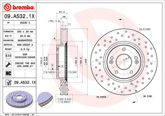 Brembo 09.A532.1X - Bremžu diski ps1.lv