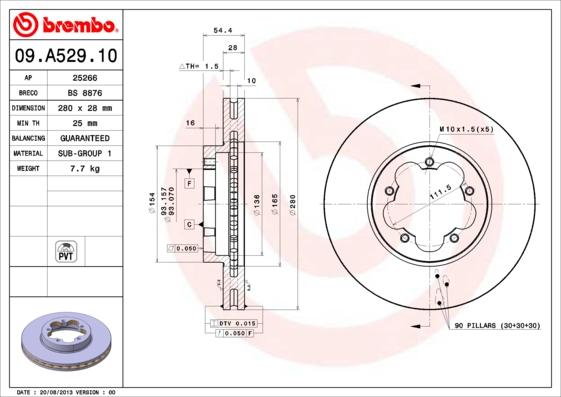 Brembo 09.A529.10 - Bremžu diski ps1.lv