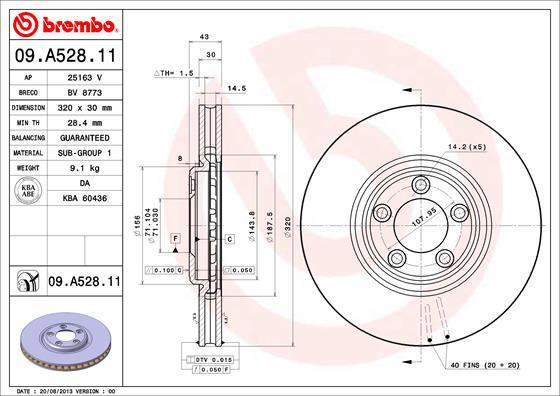 Brembo 09.A528.11 - Bremžu diski ps1.lv