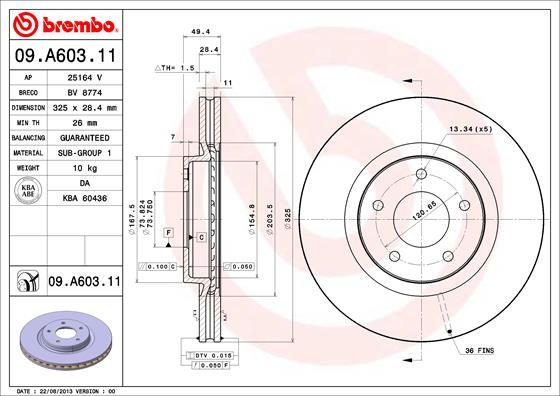 Brembo 09.A603.11 - Bremžu diski ps1.lv