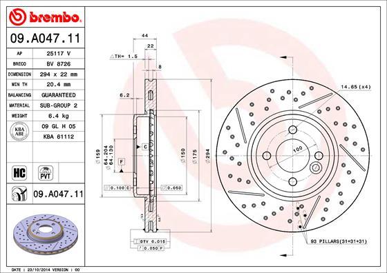 Brembo 09.A047.11 - Bremžu diski ps1.lv