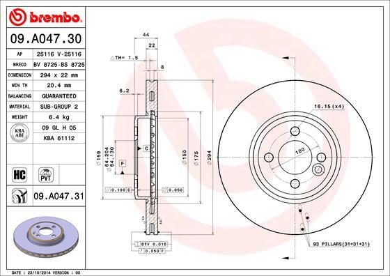 Brembo 09.A047.30 - Bremžu diski ps1.lv