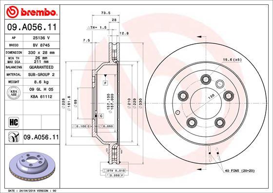 Brembo 09.A056.11 - Bremžu diski ps1.lv