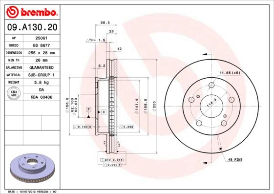 Brembo 09.A130.20 - Bremžu diski ps1.lv