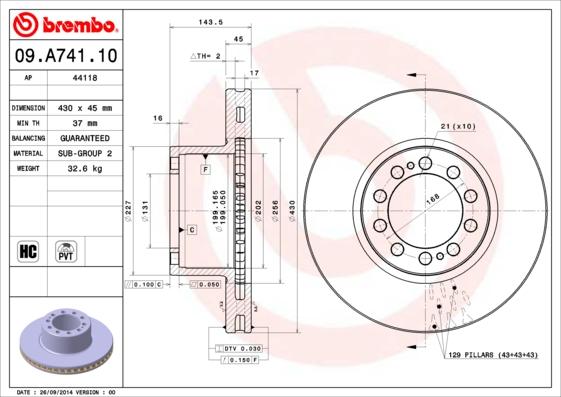 Brembo 09.A741.10 - Bremžu diski ps1.lv