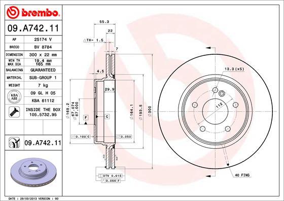 Brembo 09.A742.11 - Bremžu diski ps1.lv