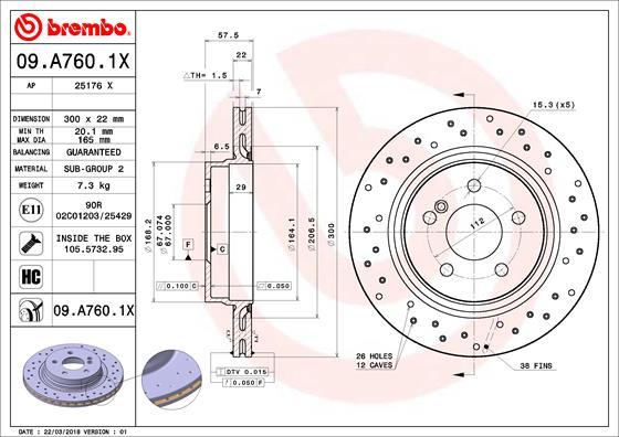 Brembo 09.A760.1X - Bremžu diski ps1.lv