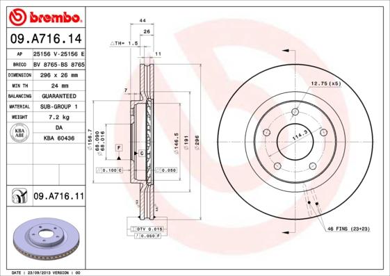 Brembo 09.A716.14 - Bremžu diski ps1.lv