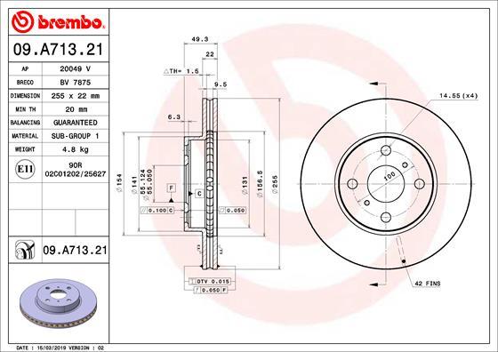 Brembo 09.A713.21 - Bremžu diski ps1.lv