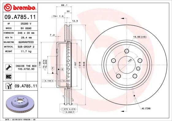 Brembo 09.A785.11 - Bremžu diski ps1.lv