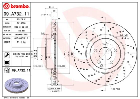 Brembo 09.A732.11 - Bremžu diski ps1.lv