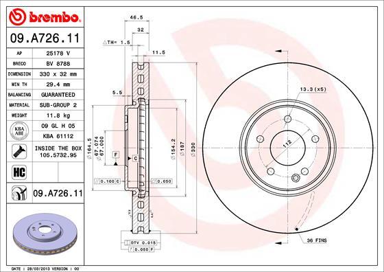 Brembo 09.A726.11 - Bremžu diski ps1.lv