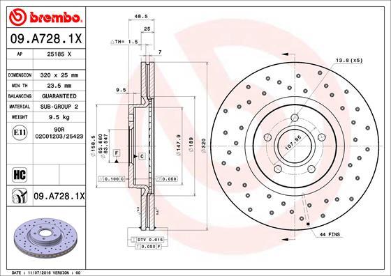 Brembo 09.A728.1X - Bremžu diski ps1.lv