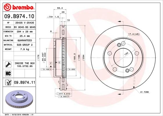 Brembo 09.B974.10 - Bremžu diski ps1.lv