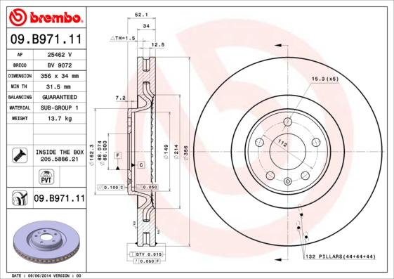 Brembo 09.B971.11 - Bremžu diski ps1.lv