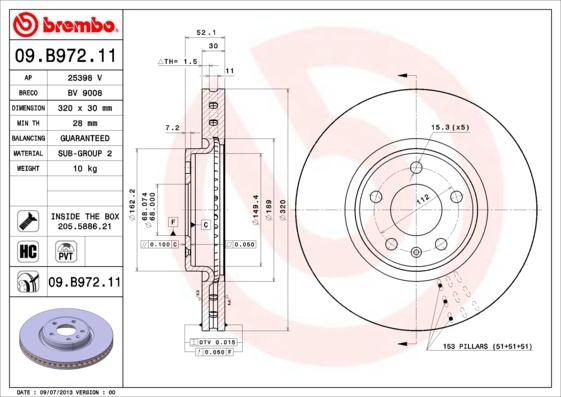 Brembo 09.B972.11 - Bremžu diski ps1.lv