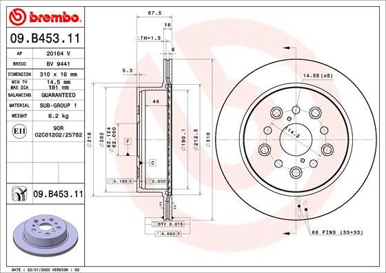 Brembo 09.B453.11 - Bremžu diski ps1.lv