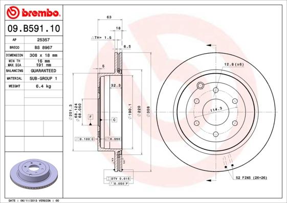 Brembo 09.B591.10 - Bremžu diski ps1.lv