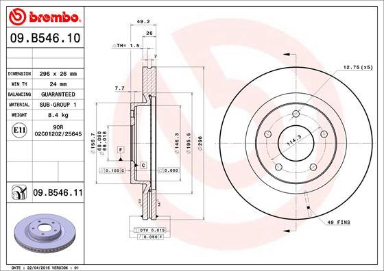 Brembo 09.B546.11 - Bremžu diski ps1.lv