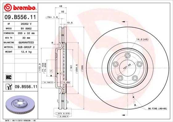 Brembo 09.B556.11 - Bremžu diski ps1.lv