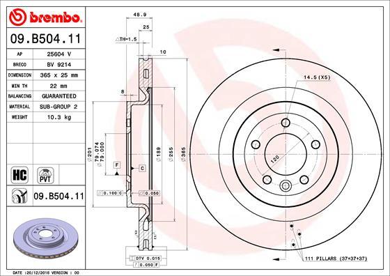 Brembo 09.B504.11 - Bremžu diski ps1.lv