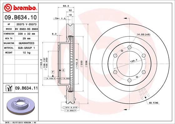 Brembo 09.B634.11 - Bremžu diski ps1.lv