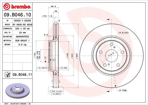 Brembo 09.B046.10 - Bremžu diski ps1.lv