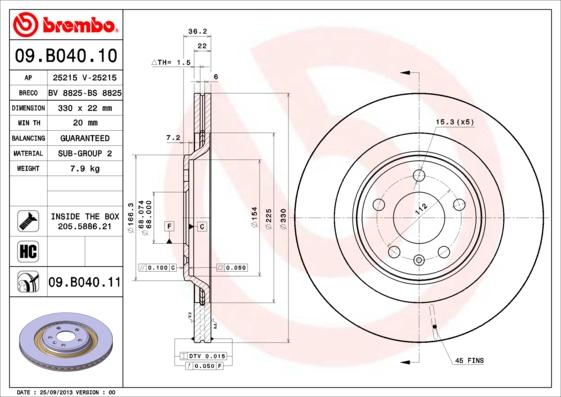 Brembo 09.B040.11 - Bremžu diski ps1.lv