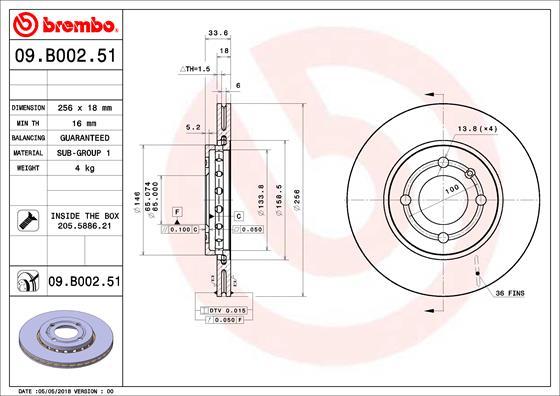 Brembo 09.B002.50 - Bremžu diski ps1.lv